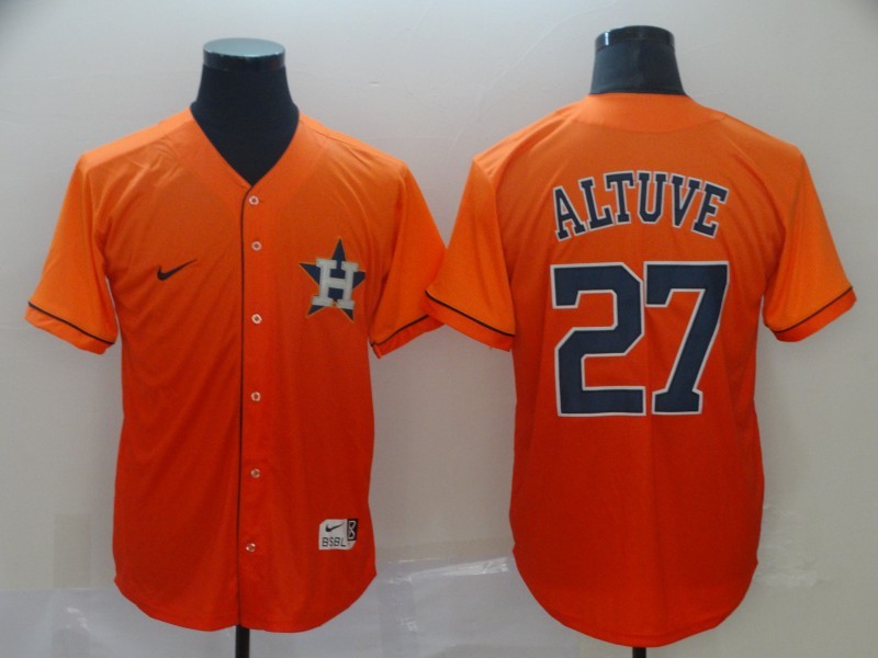 Men's Houston Astros Jose Altuve #27 Orange Jersey